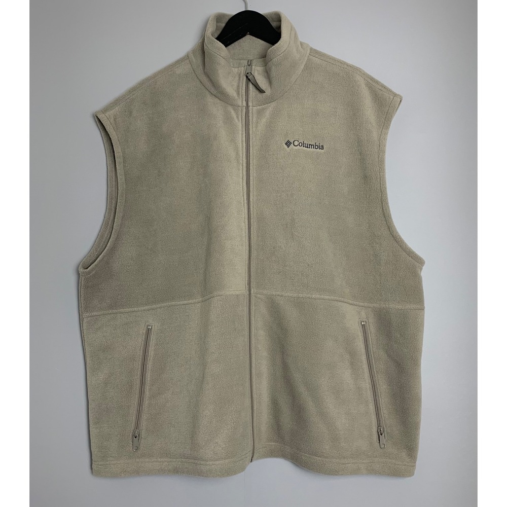 Columbia Fleece Vest Mens XXL Full Zip Gray Sleeveless Jacket Outdoor Hiking